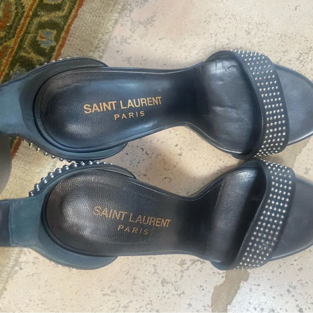 Saint Laurent Black Crystal Embellished Heels - Picture 2 of 8